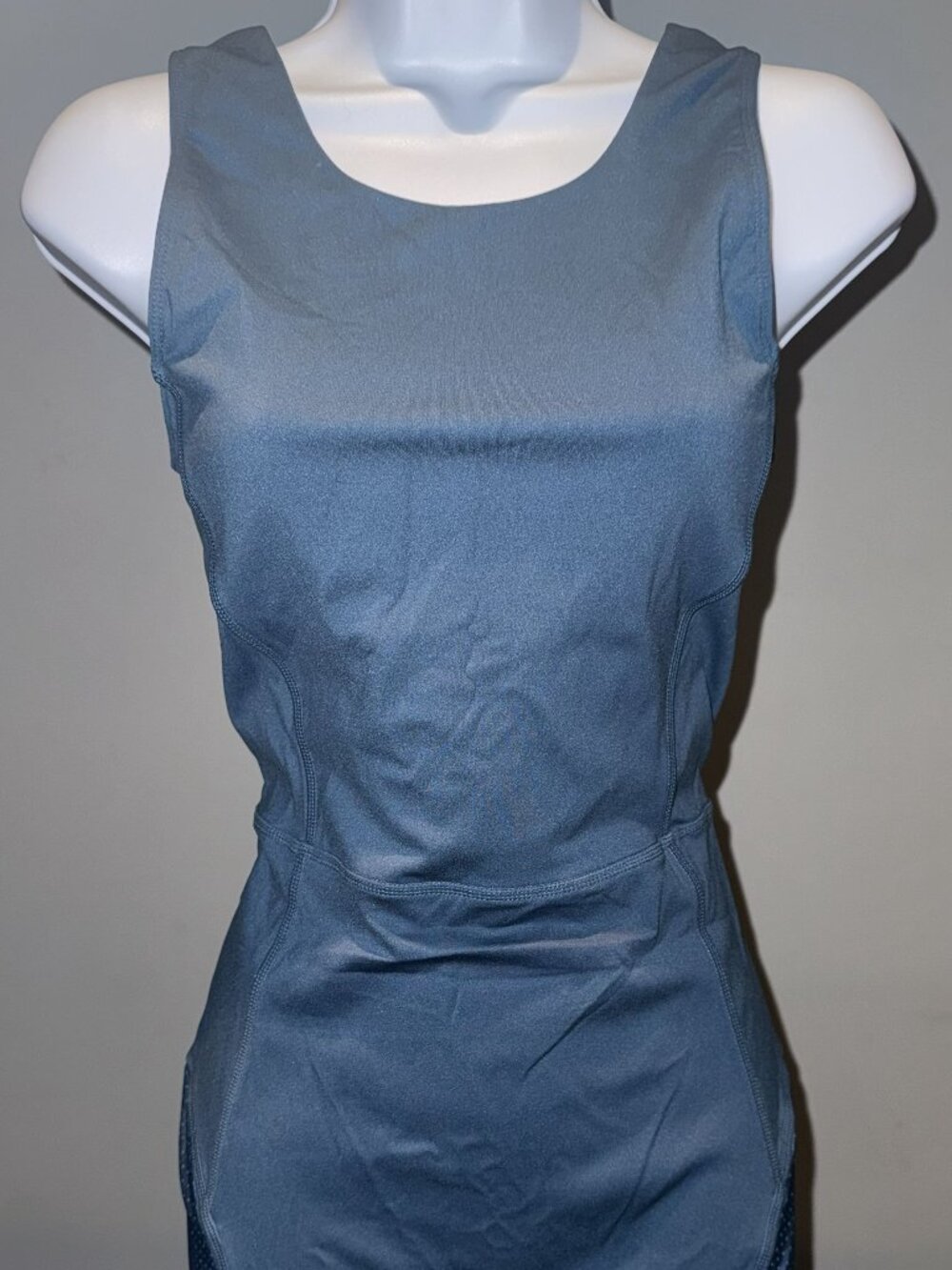 Fabletics Blue One Piece Workout Romper Bike Short Bodysuit Size M